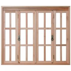 Imagem de Janela de Madeira Pantográfica 100x150cm Com Caixilho 9,4cm  EWK 396 Rondosul Marroml