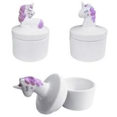 Imagem de Porta Joias Porcelana Unicornio Decoração Quarto Banheiro 10 5x7 5cm