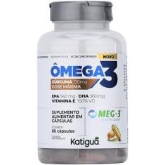 Imagem de Katiguá, Ômega 3 + Cúrcuma dose máxima, MEG-3, EPA + DHA e Vitamina E, Fish Oil, 60 Cápsulas Soft Gel • 30 doses, Branco