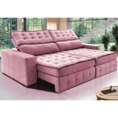 Imagem de Sofá Retrátil E Reclinável 2,55M Cama Inbox Big Puffer Com Softgel D40 Velupluma Rose