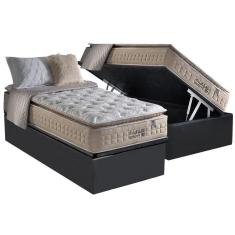 Imagem de Cama Box Baú Solteiro: Colchão Molas MasterPocket Ensacadas Anjos Confortable + Base crc Suede Gray(88x188)
