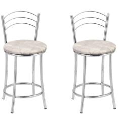 Imagem de Kit 2 Banquetas Cromadas BC26-C E503 Cromado/Bege