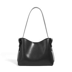 Imagem de Bolsa feminina de couro genuíno, bolsa de ombro feminina, bolsa tiracolo, Preto