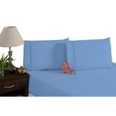 Imagem de Jogo De Lençol Elástico E Fronhas Percal Algodão  Queen