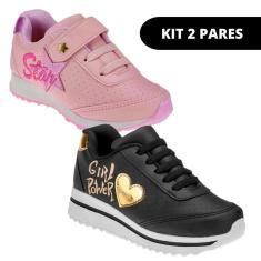Imagem de Kit 2 Sapato Tênis Feminino Infantil de Menina Escolar-Feminino