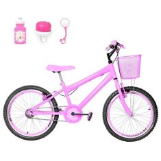 Imagem de Bicicleta Infantil Feminina Aro 20 Aero + Kit Passeio Rosa
