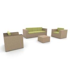 Imagem de Conjunto De Sofá Fibra Sintética Junco Quadrado - 1 Sofá 3L + 2 Poltro