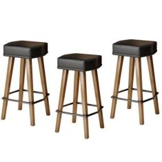 Imagem de Kit 3 Banquetas para Cozinha sem Encosto Bancada Área Gourmet Ilha Lux