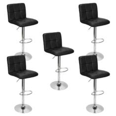 Imagem de Kit 5 Banquetas Gomos Para Cozinha Preta