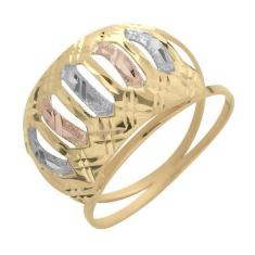 Imagem de Anel de Ouro 18k Vazado Tricolor Trapelato - Meu Anel