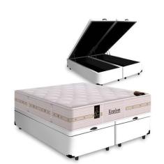 Imagem de Cama Box Com Baú Queen Branca + Colchão De Molas Ensacadas - Castor -