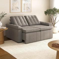 Imagem de Sofá Cama 3 Lugares Retrátil Reclinável 2,00M Linho Com Molas Palmeira