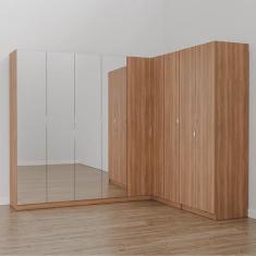 Imagem de Guarda Roupa Modulado De Canto Com Espelho 9 Portas 4 Peças Hera Cabec