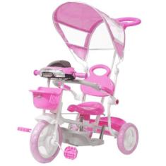 Imagem de Triciclo Motoca Infantil Passeio Rosa com Empurrador e Cobertura BW003-R importway