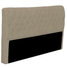 Imagem de Cabeceira Casal Queen Estofada Para Cama Box Glass Veludo Bege Escuro
