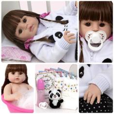 Imagem de Boneca Reborn Recém Nascida Princesa Pandinha Cabelo Longo - Cegonha R