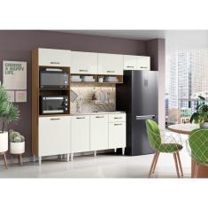 Imagem de Cozinha Compacta + Balcão sem Tampo para Pia Atenas Atacama Off White - Aramóveis