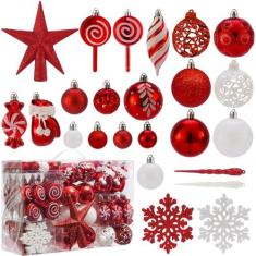 Imagem de Conjunto de enfeites de bola de Natal inquebráveis, pacote com 130 decorações de árvore de Natal, bolas de Natal sortidas para decoração de festa de Natal em ambientes internos e externos (130