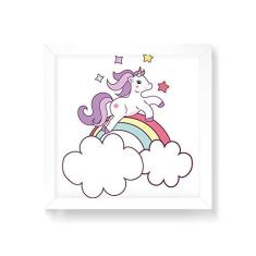 Imagem de Arte Maníacos Quadro Decorativo Unicórnio Arco-íris - 50x50cm (Moldura em laca )