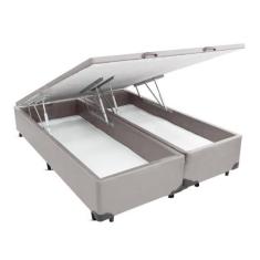 Imagem de Cama Box  Baú Camurça Cinza Cosmopolita Bipartido Queen Size - 158X198