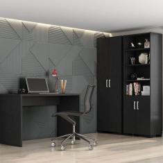 Imagem de Conjunto Home Office 3 Peças com Escrivaninha Gávea e 2 Armários Preto