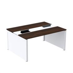 Imagem de Mesa de Plataforma Dupla para 2 Pessoas Corporativa 140x140/2p Walnut/Cinza