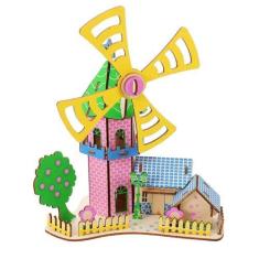 Imagem de Toyvian Casa De Quebra-Cabeças De Madeira 3D Moinho De Rotativo Casa De Café Montagem Diy Modelo De Casa De Madeira Para Kit De Casa De Bonecas Diy