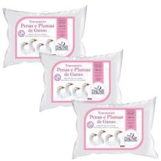 Imagem de Kit 3 Travesseiros 70x50 95% Penas 5% Plumas de Ganso - Daune Antialer