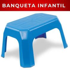 Imagem de Banqueta Banquinho Infantil de Plástico Até 30kg Resistente Multiuso -