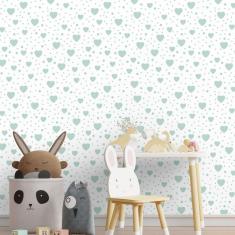 Imagem de Papel De Parede Adesivo Coraçoes Coração  Verde 3M