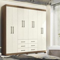 Imagem de Guarda-roupa Casal 8 Portas 6 Gavetas Liverpool com Pés Jatobá/areia