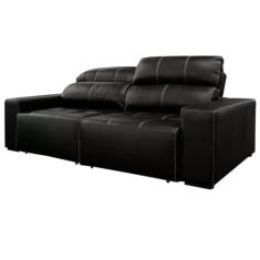 Imagem de Sofá de Couro 2 Lugares Alabama 250cm USB M06 Cor Preto 450 - Amarena Móveis