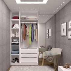 Imagem de Guarda Roupa Closet 2 Módulos sem Porta 3 Gavetas e 1 Cabideiro Prime Luciane Móveis