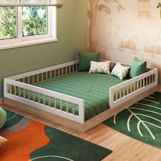 Imagem de Cama Casal Montessoriana Affetto Aveiro Oak/Branco - Completa Móveis
