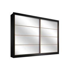 Imagem de Guarda Roupa Casal 2 Portas De Correr E 6 Gavetas C Espelho Sevilha Preto Branco Acetinado Europa