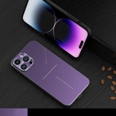 Imagem de Capas de telefone com proteção de lente de metal com moldura de silicone para iphone 15 14 13 12 11 Pro Max Capa traseira de alumínio para iphone 13 12Mini Plus, roxo, para iPhone 11