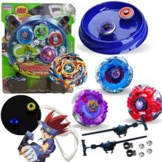 Imagem de Kit 4 Beyblade Metal Fusion Pião Super Lançador Brinquedos - Lianfa To