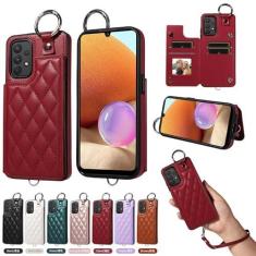 Imagem de Furill Capa carteira para Samsung Galaxy A32 4G 6,4 polegadas com alça de pulso destacável couro PU suporte de crédito slots anel fivela flip bolsa capa de telefone para A 32 32A S32 G4 SM-A325M/D