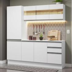 Imagem de Armário De Cozinha Compacta 100% Mdf 170 Cm Frentes Branco Smart Mades