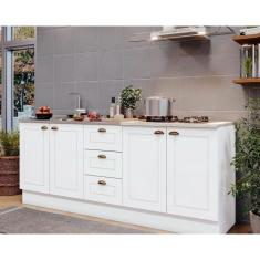 Imagem de Cozinha Completa Americana (2 Balcões, 1 Complemento) 3 Peças Branco - Henn