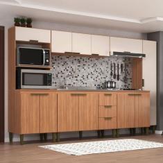 Imagem de Cozinha Completa Bia 12 Portas 3 Gavetas Freijó/Off White - Jcarvalho