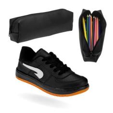 Imagem de Tênis Infantil Menino Escolar Esporte Masculino De Criança E Estojo -