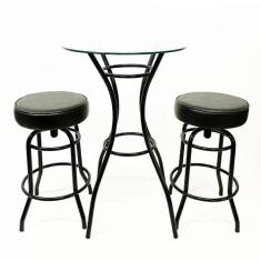 Imagem de Jogo de Mesa Laura Bistrô Altura 92cm com Vidro + 2 Banquetas Cozinha 