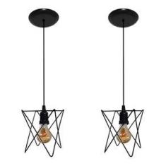Imagem de 02 Luminarias Pendente Aramado Retrô - Modelo Estrela