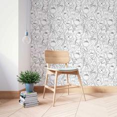 Imagem de Papel De Parede Adesivo Floral Colorir N014033 Rolo 0,58X3M