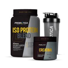 Imagem de Combo Iso Protein Blend Pote 900g, Creatina 100g e Coqueteleira 700mL - Probiótica-Unissex