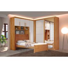 Imagem de Modulado solteiro MDF espelho e Cama 2,24x2,21m - Luna-Nature/Off - Bianchi Móveis