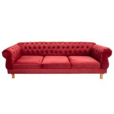 Imagem de Sofá Chesterfield Capitone Elisabeth Suede Bordo 2,00CM - NOVO ENCANTO