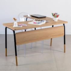 Imagem de Mesa Escrivaninha Estação de Trabalho em L 136cm Organico Home Office Flexus Hanover/Preto