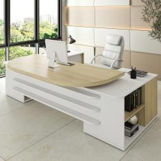 Imagem de Mesa Em U Presidente Com Tomadas Tamburato Corp A06 Carvalho/branco - Mpozenato